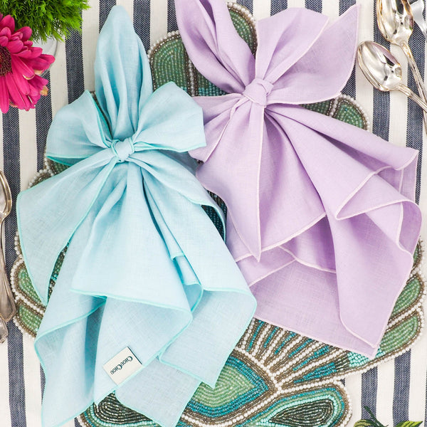 Chouchou Touch green linen dinner napkins, set of 4, view 7