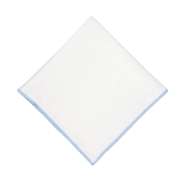 Chouchou Touch white linen napkins with blue satin-stitch edges, set of 4, view 5