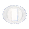 Chouchou Touch white linen napkins with blue satin-stitch edges, set of 4, view 9