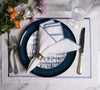 Chouchou Touch white linen napkins with blue satin-stitch edges, set of 4, view 2