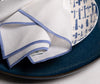Chouchou Touch white linen napkins with blue satin-stitch edges, set of 4, view 10