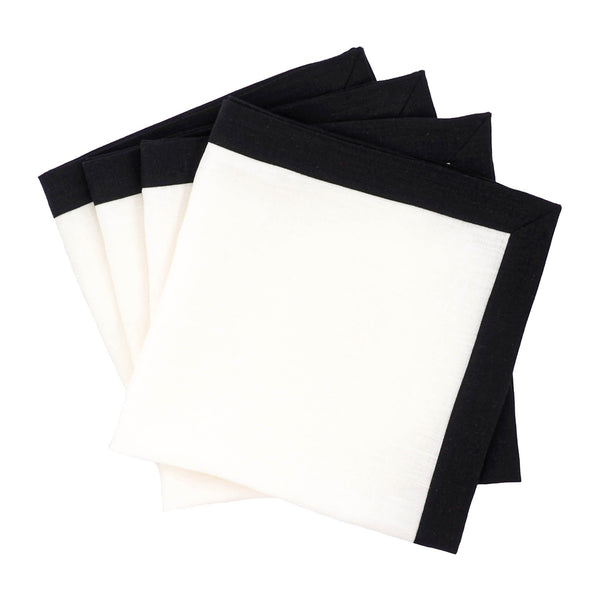 Chouchou Touch linen napkins with black borders, set of 4