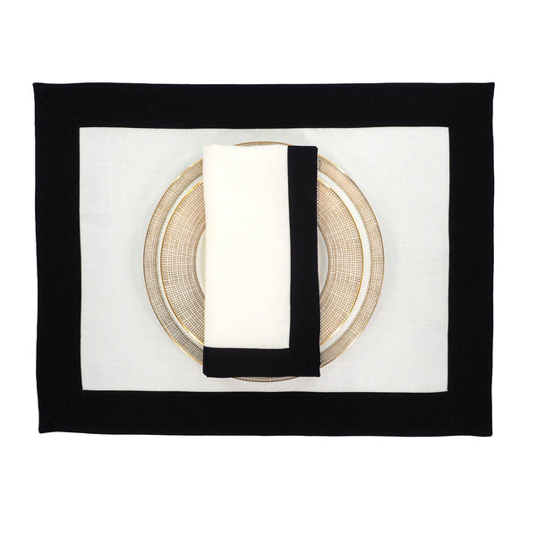 Chouchou Touch linen napkins with black borders, set of 4, view 7