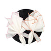 Chouchou Touch white linen napkins with orange ruffled hemstitch edges, set of 4, view 5