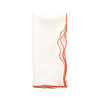 Chouchou Touch white linen napkins with orange ruffled hemstitch edges, set of 4, view 8