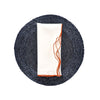 Chouchou Touch white linen napkins with orange ruffled hemstitch edges, set of 4, view 4