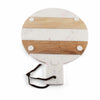 INOX Artisans Mez round white marble and acacia wood paddle charcuterie board, view 2