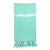 Mint tie dye Turkish beach towel with hand-knotted tassels.