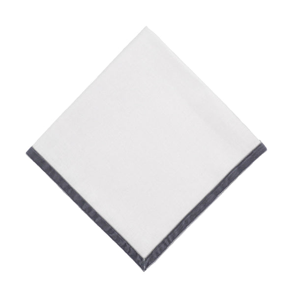 Chouchou Touch linen napkins with silver velvet borders, set of 4, view 3