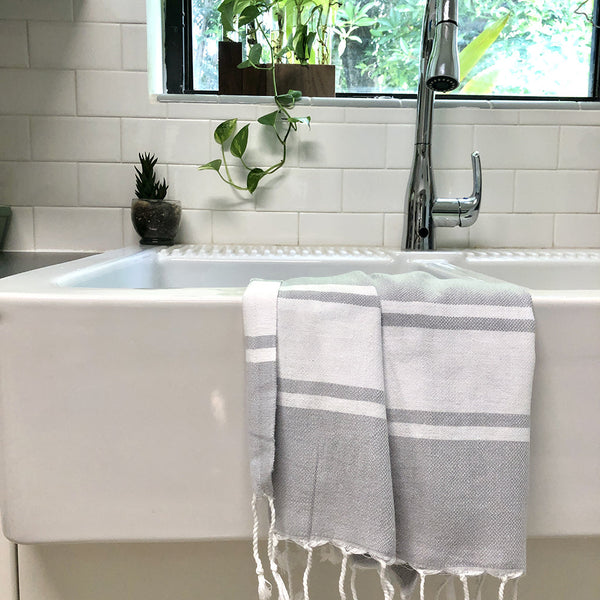 Essential Stripe Turkish Hand Towel | Eco-Luxury | GenTree Home