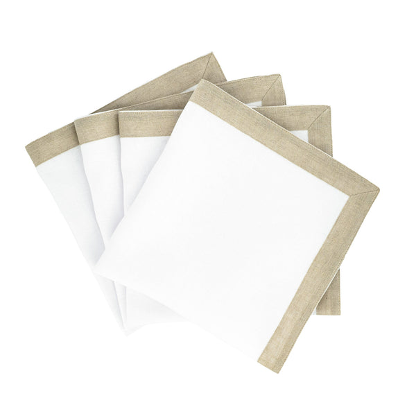 Chouchou Touch white linen napkins with sparkle borders, set of 4