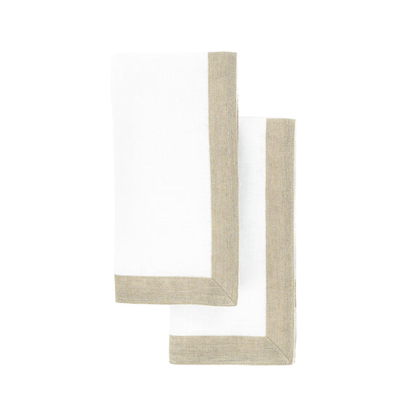 Chouchou Touch white linen napkins with sparkle borders, set of 4, view 7