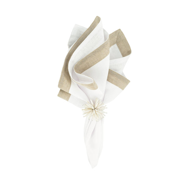 Chouchou Touch white linen napkins with sparkle borders, set of 4, view 10