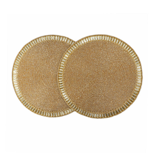 Chouchou Touch Yellow Diamonds round glass-beaded placemat, view 5