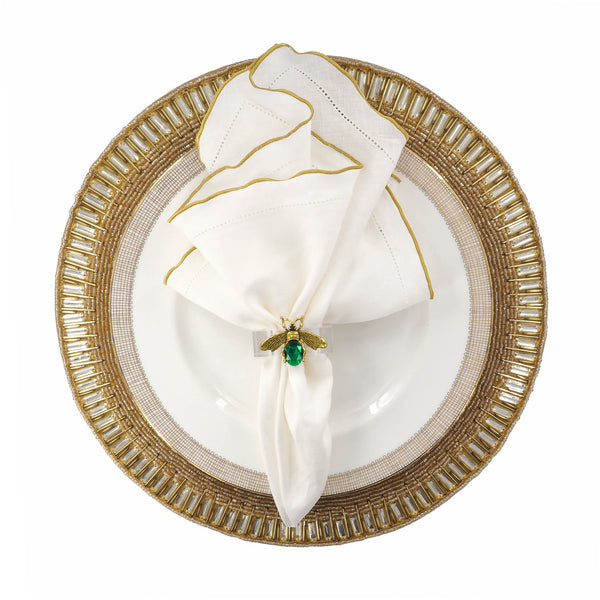 Chouchou Touch Yellow Diamonds round glass-beaded placemat, view 3