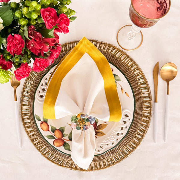 Chouchou Touch Yellow Diamonds round glass-beaded placemat, view 2